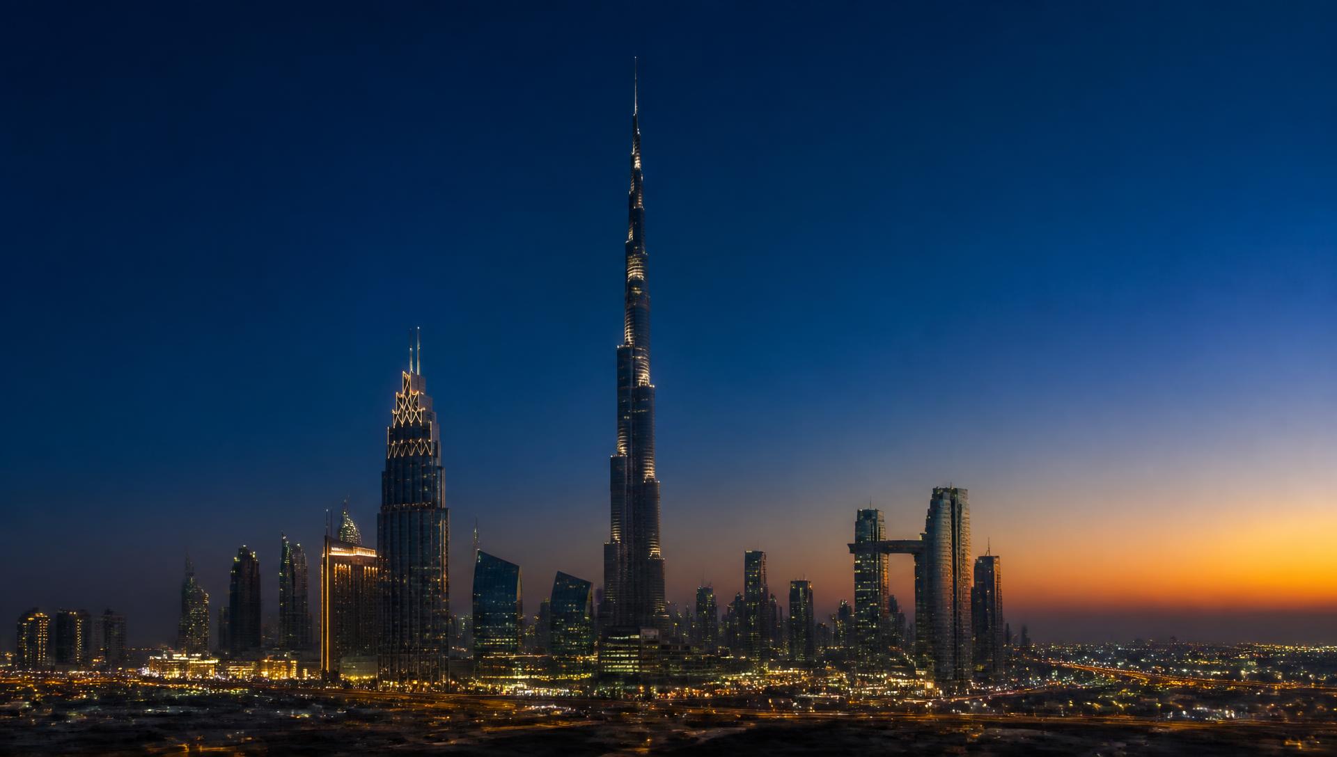 Dubai skyline at dusk